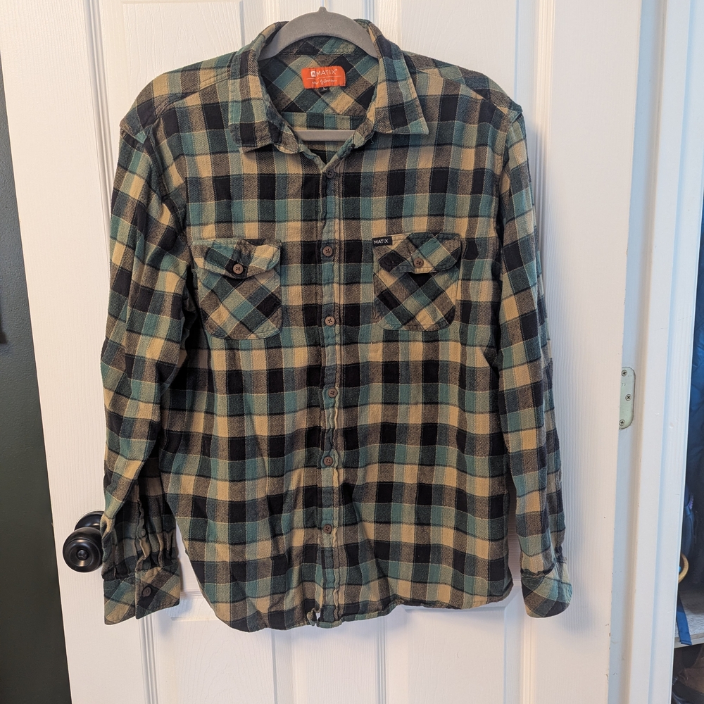 MATIX Plaid Button-Up Shirt, Large